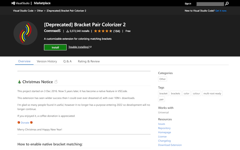 Bracket Pair Colorizerのトップ画像