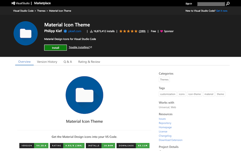 Material Icon Themeのトップ画像